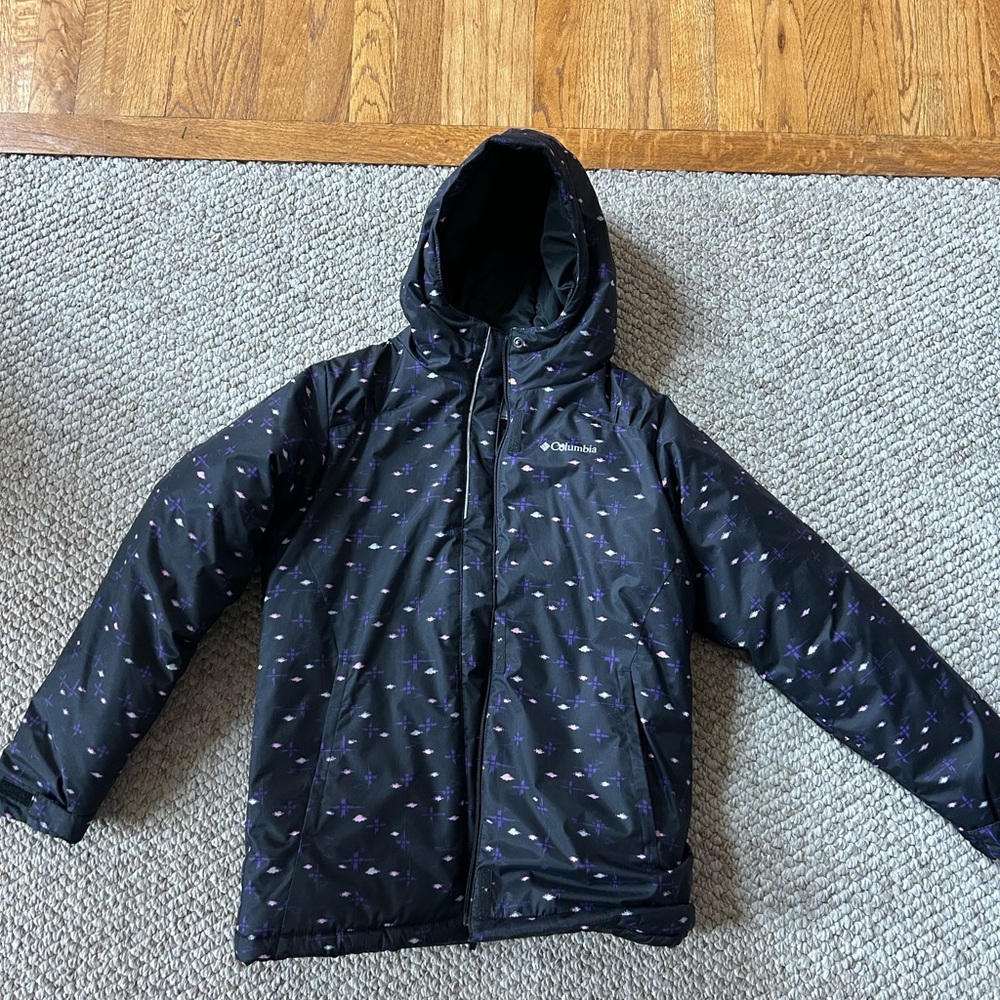 Columbia Kids' Black and Purple Patterned Puffer Jacket